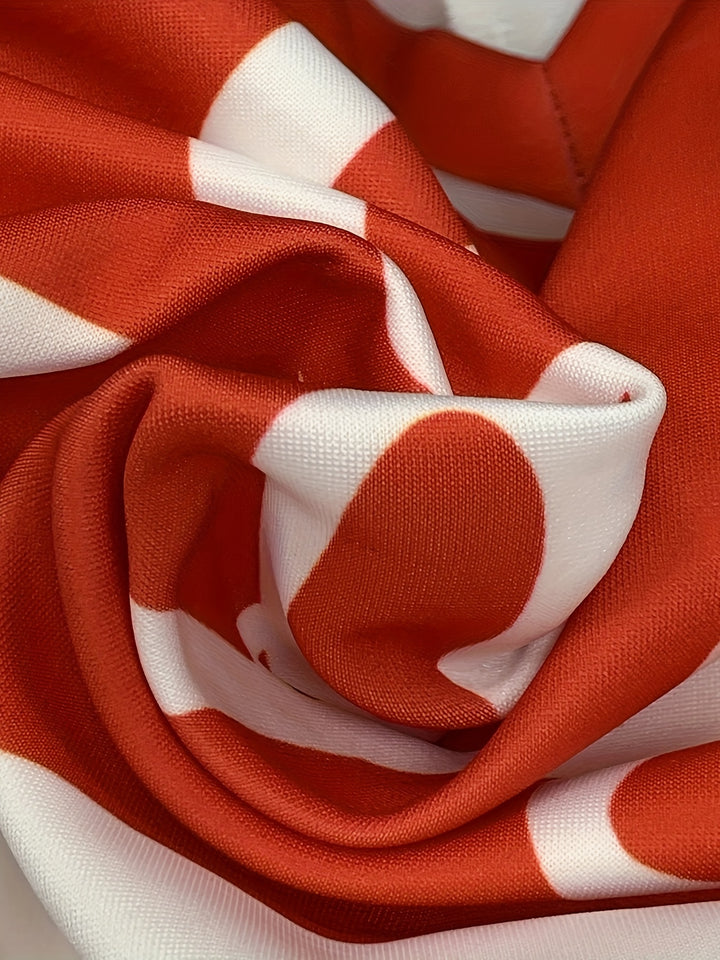 Plus Size Heart Print T-Shirt, Valentine's Day V Neck Long Sleeve T-Shirt, Women's Plus Size Clothing