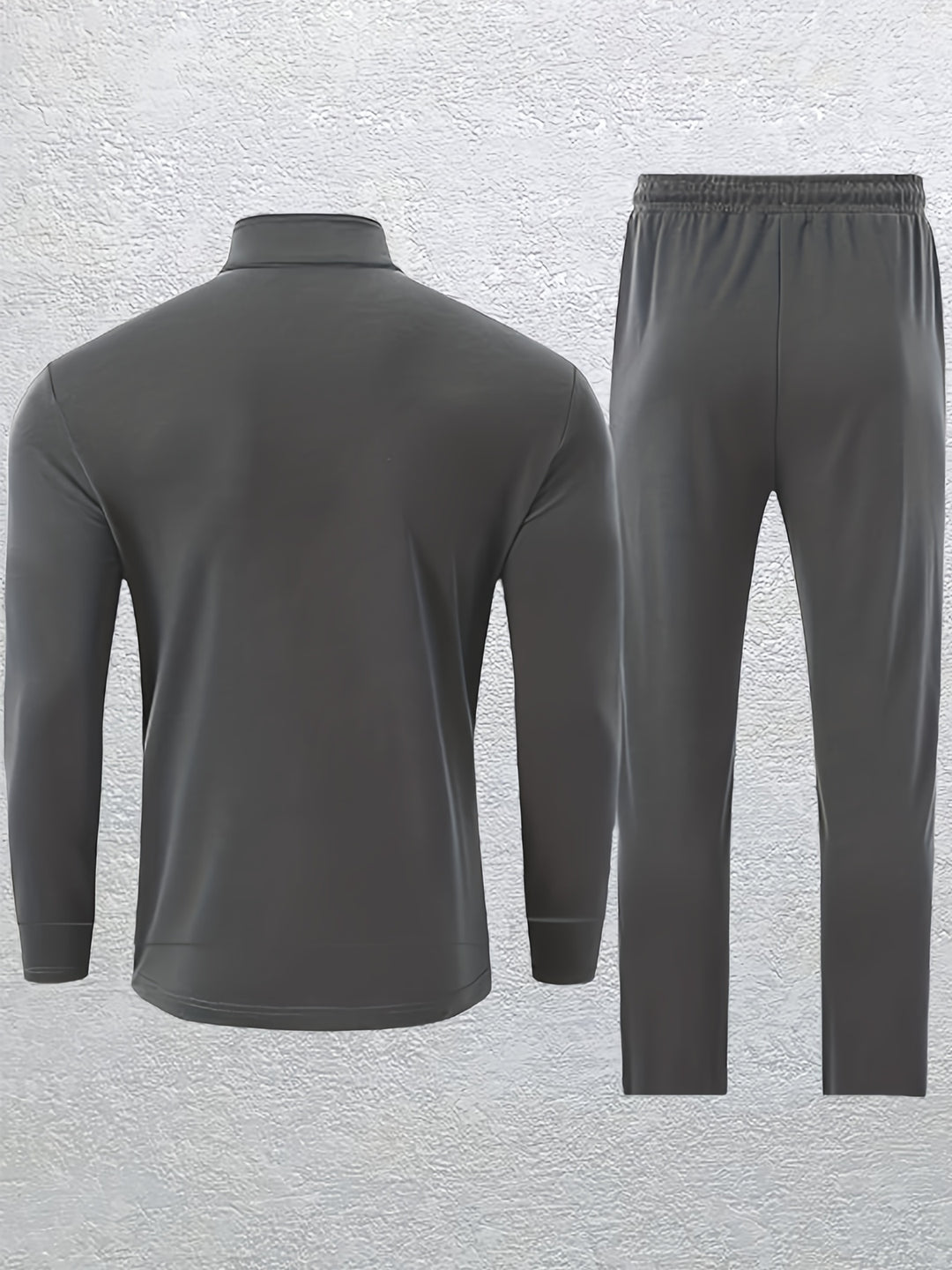 Plus Size Men's Band Collar Sweatshirt & Sweatpants Set For Autumn/winter, Men's Clothing