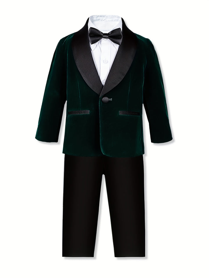 1pcs Boys Formal Gentleman Jacket, Long Sleeve Blazer, Kids Clothing For Competition Piano Performance Wedding Banquet Dress