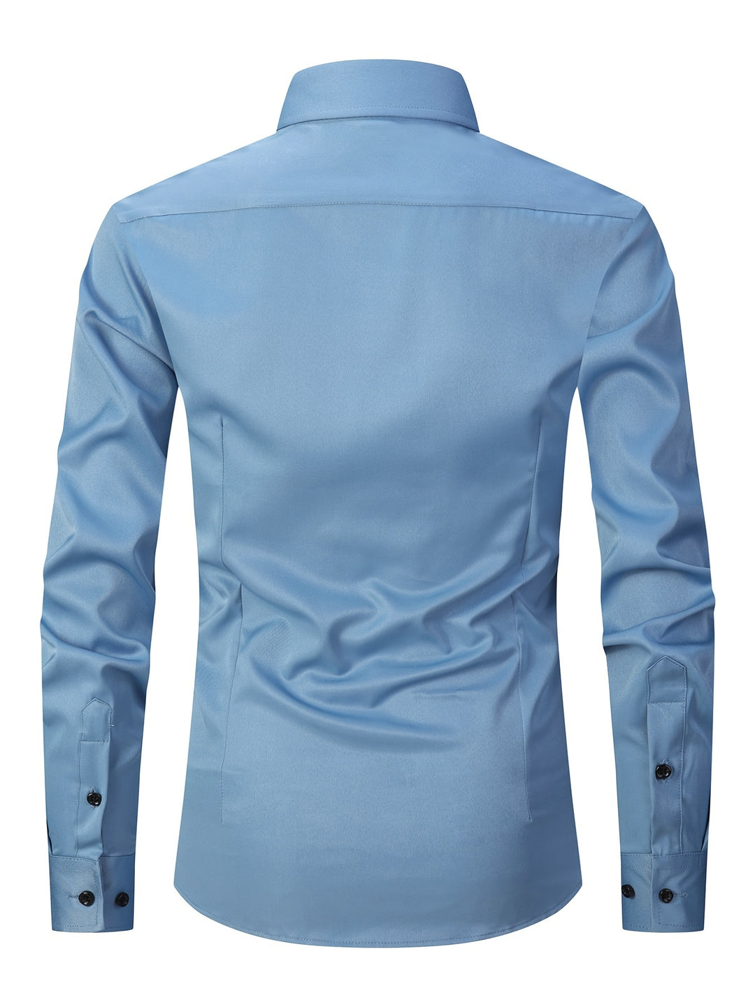 ESEA Men's Europe And The United States Dress Shirt Conventional Version Of Pure-color Non-pocket Wrinkle-free Business Casual Slim Long-sleeved Shirt Elastic Europe And The United States Plus-size Button-up Commuter Dress Shirt Jacket