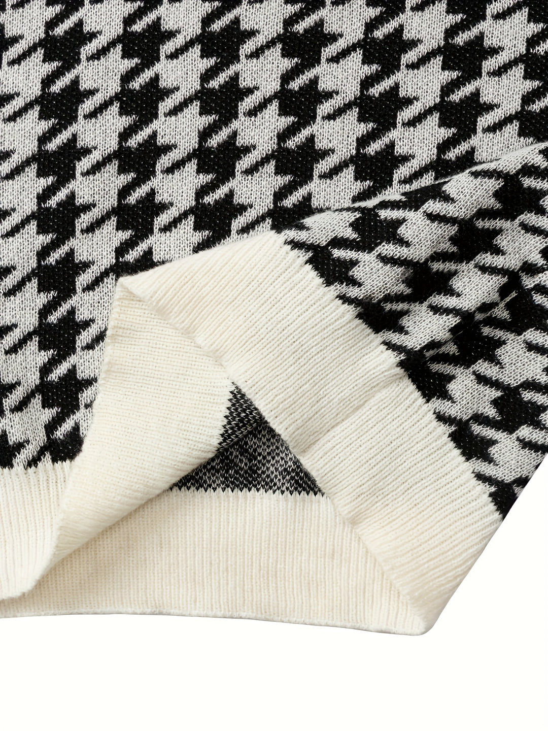 Men's V-neck Houndstooth Casual Sleeveless Knitted Sweater Vest, Men's Clothing For Autumn Winter