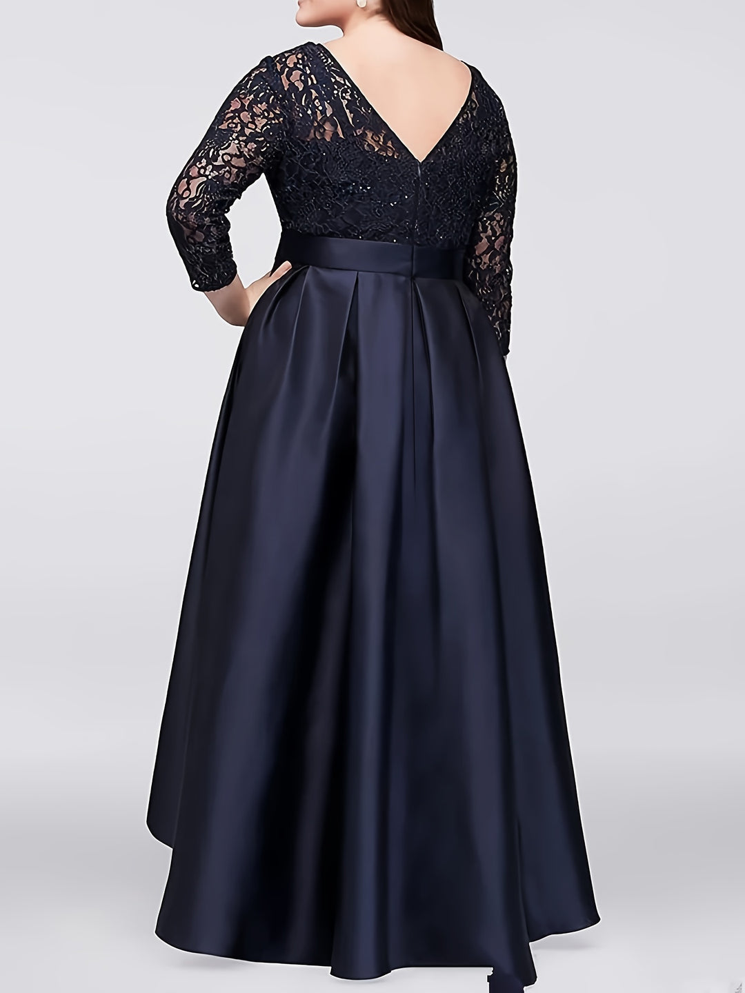 Stunning Plus Size Wedding Dress with Lace Details and Asymmetrical Hemline