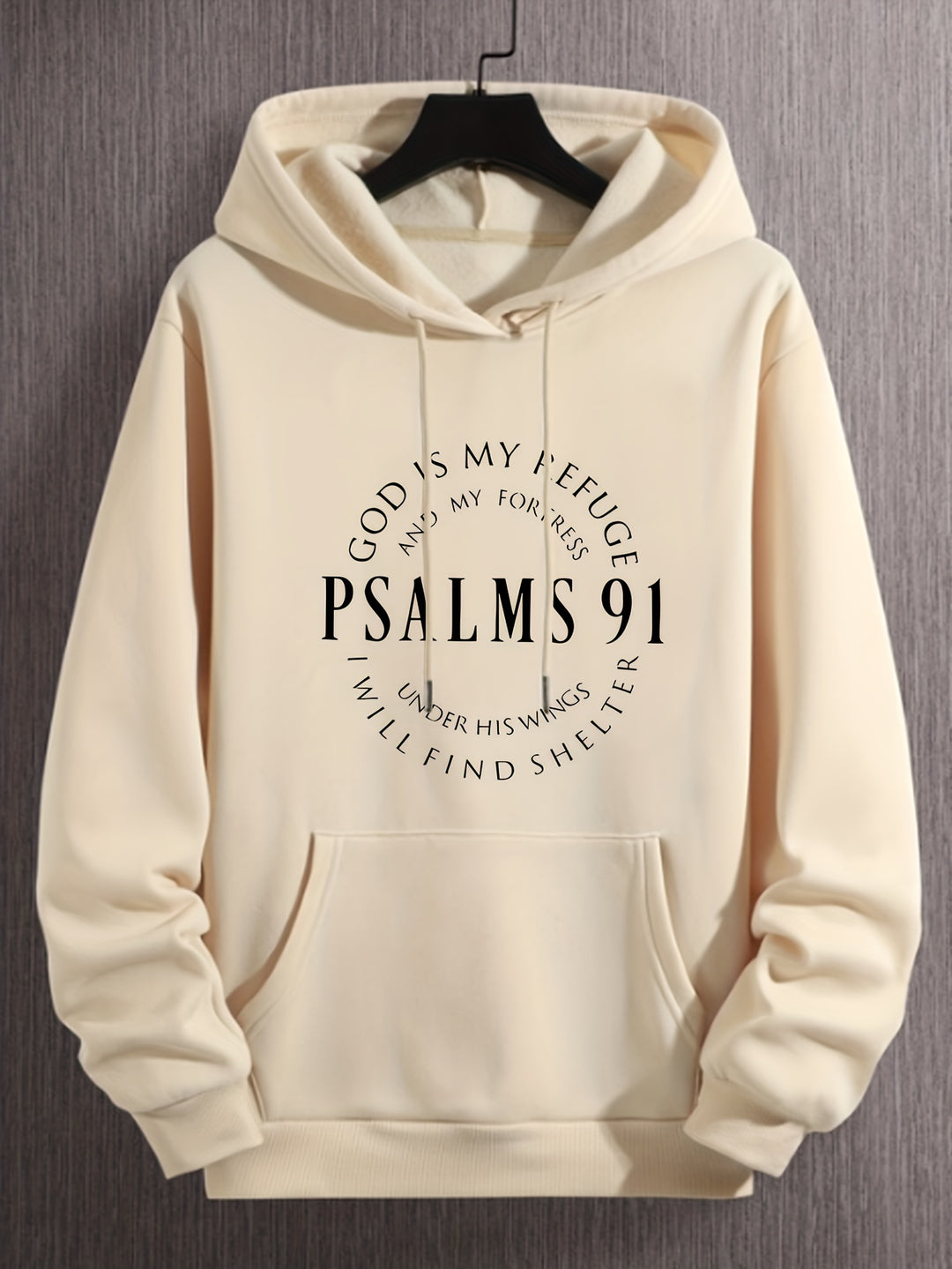 PSALMS 91 Print Hoodies For Men, Graphic Hoodie With Kangaroo Pocket, Comfy Loose Drawstring Trendy Hooded Pullover, Mens Clothing For Autumn Winter