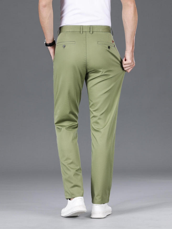 Classic Design Dress Pants, Men's Formal Solid Color Slightly Stretch Dress Pants For Spring Summer Business