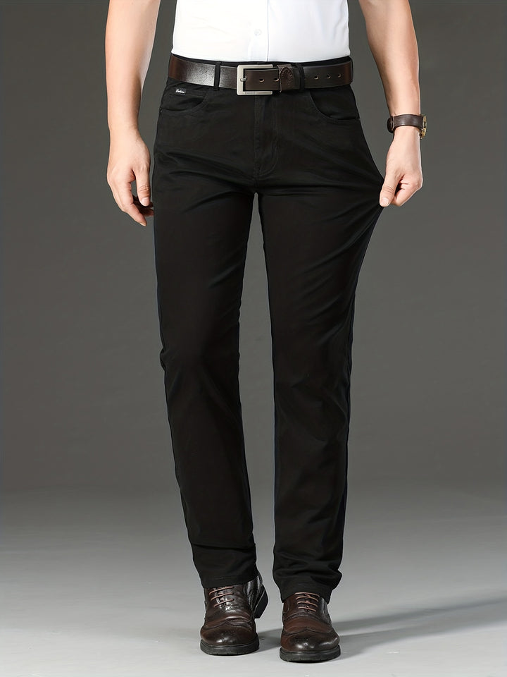 Men's Solid Color Business Casual Straight Pants