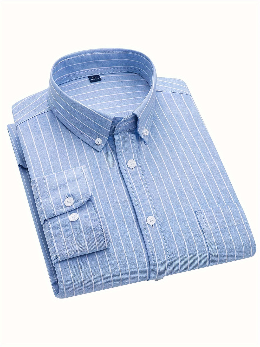 Men's Stylish Stripe Pattern Shirt, Casual Breathable Lapel Button Up Long Sleeve Shirt Top For City Walk Street Hanging Outdoor Activities