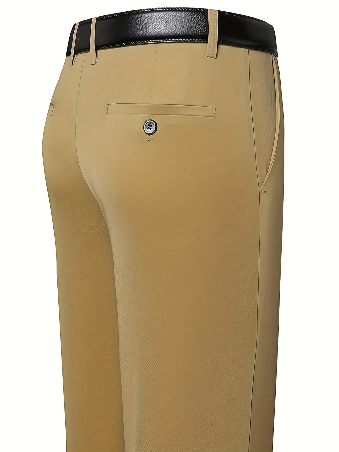 Classic Design Dress Pants, Men's Formal Solid Color Mid Stretch Dress Pants For Spring Summer Business