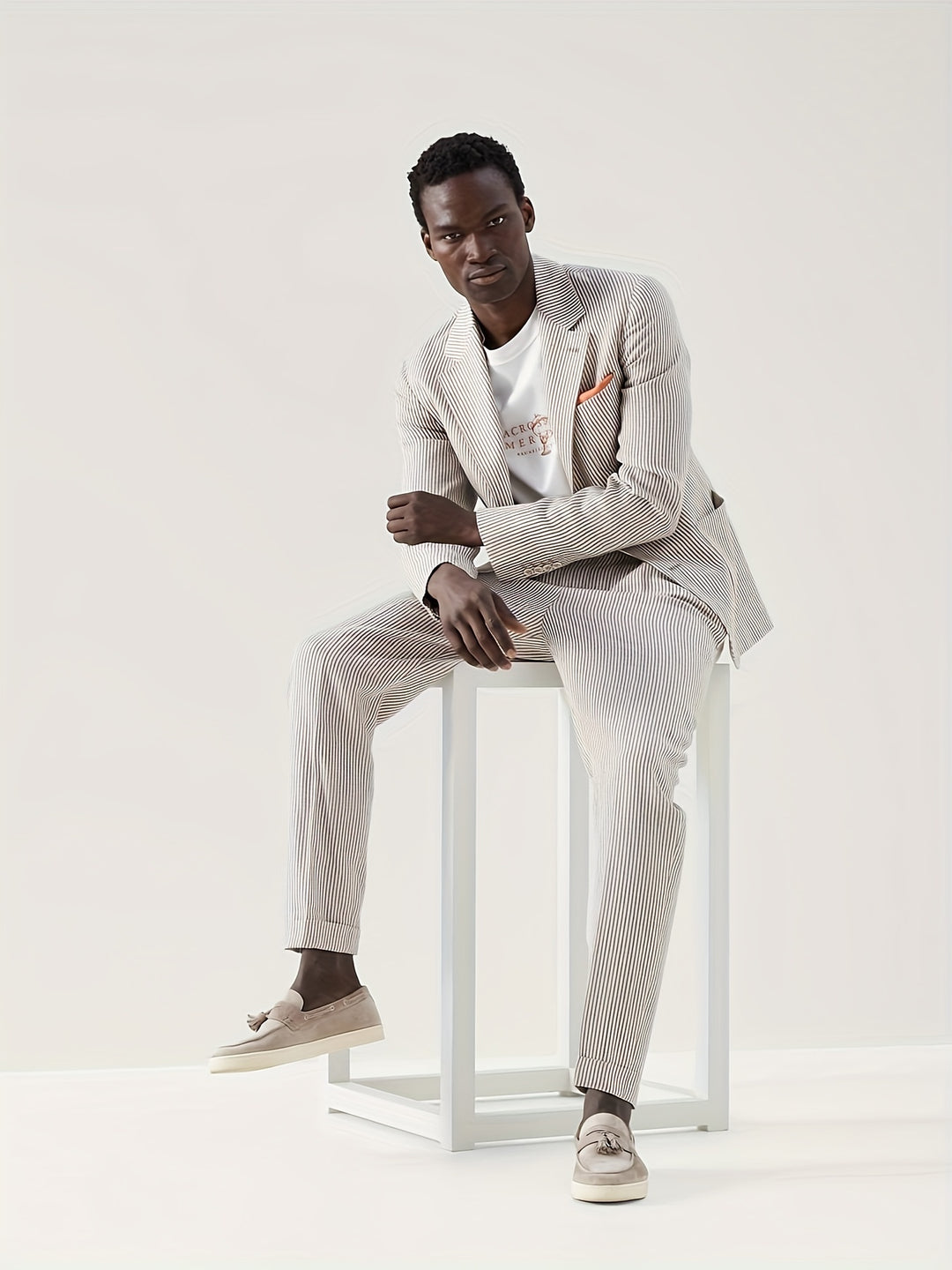 Men's Chic Striped Dress Pants, Elegant Retro Stretch Dress Pants For Business Banquet