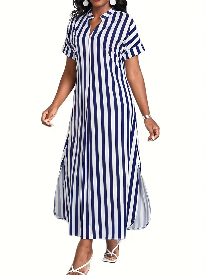 Effortlessly Chic: Striped V Neck Dress for Women - Perfect for Spring & Summer