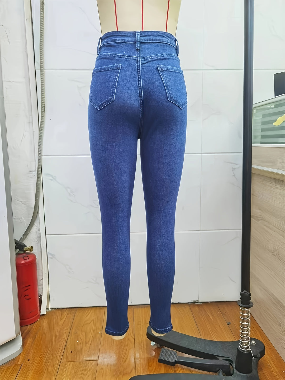 Blue High Stretch Skinny Jeans, Slim Fit Slant Pockets Versatile Tight Jeans, Women's Denim Jeans & Clothing