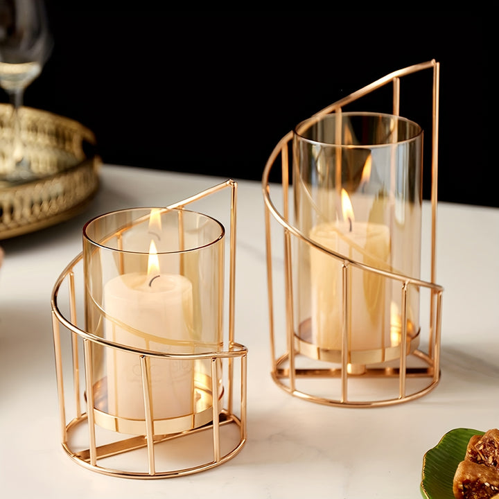 1pcs Golden Metal Wire Candle Holder for Home Decor and Table Centerpieces - Spiral Design for Tea Light Candles and Tree Candles