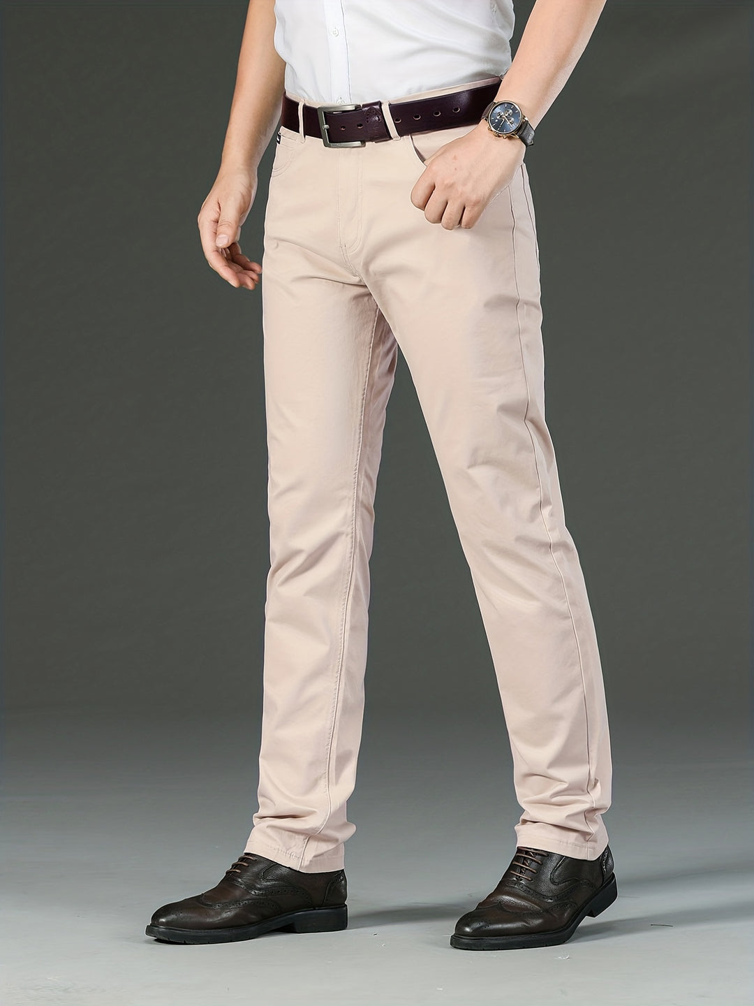 Men's Solid Color Business Casual Straight Pants