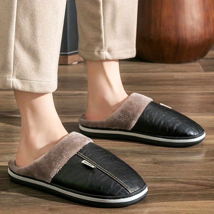 Men's Slippers Home Winter Indoor Warm Shoes Thick Bottom Plush Waterproof House Slippers Classic Men Cotton Shoes