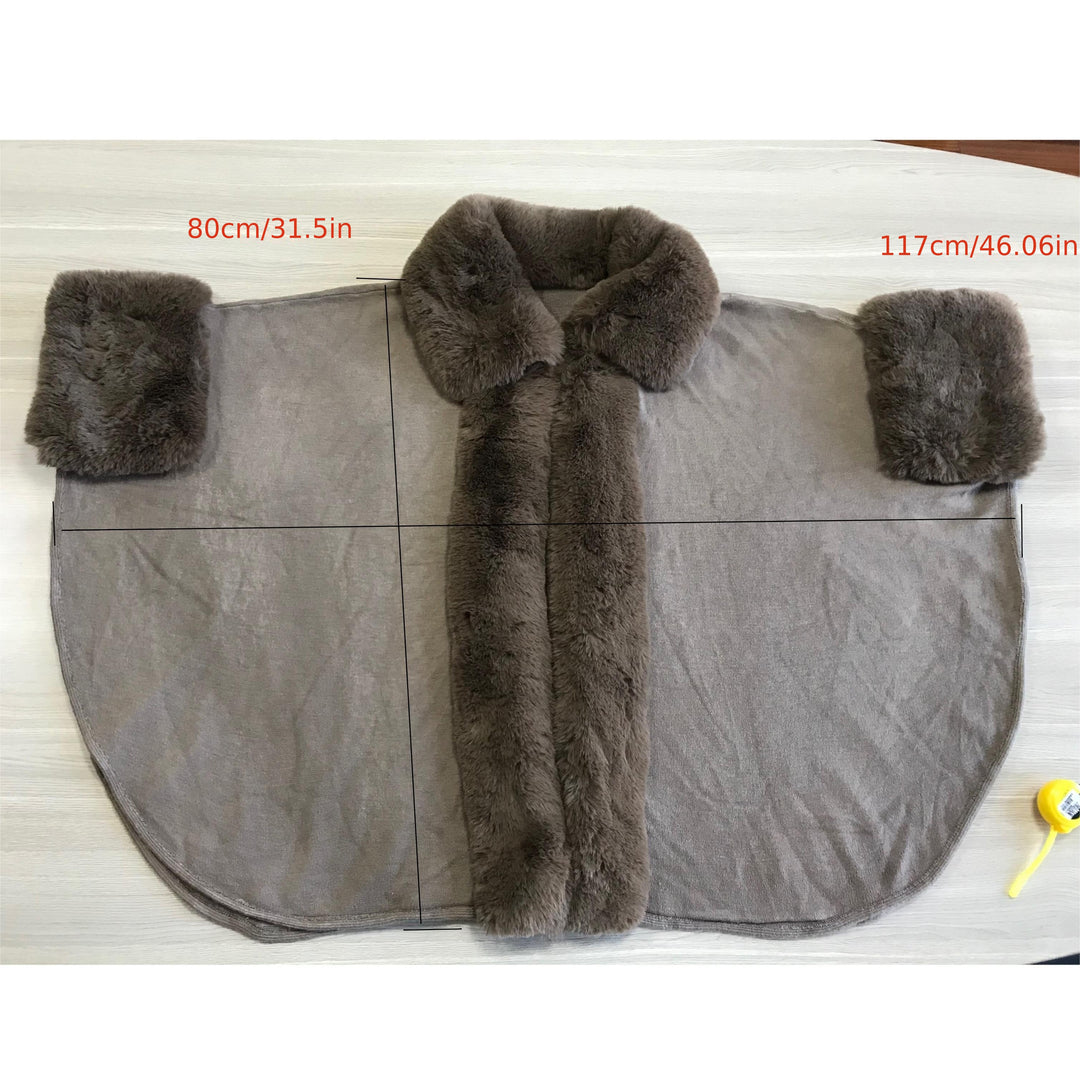 Soft Faux Rabbit Fur Collar Shawl Solid Color Elegant Large Lapel Warm Coat Shawl Winter Thickened Windproof Cloak Cape