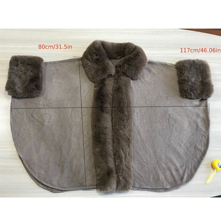 Soft Faux Rabbit Fur Collar Shawl Solid Color Elegant Large Lapel Warm Coat Shawl Winter Thickened Windproof Cloak Cape