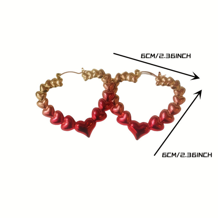 Romantic Alloy Hollow Out Heart-Shaped Hoop Earrings Valentine's Day Earrings Delicate Design For Women Girls Gifts 1Pair