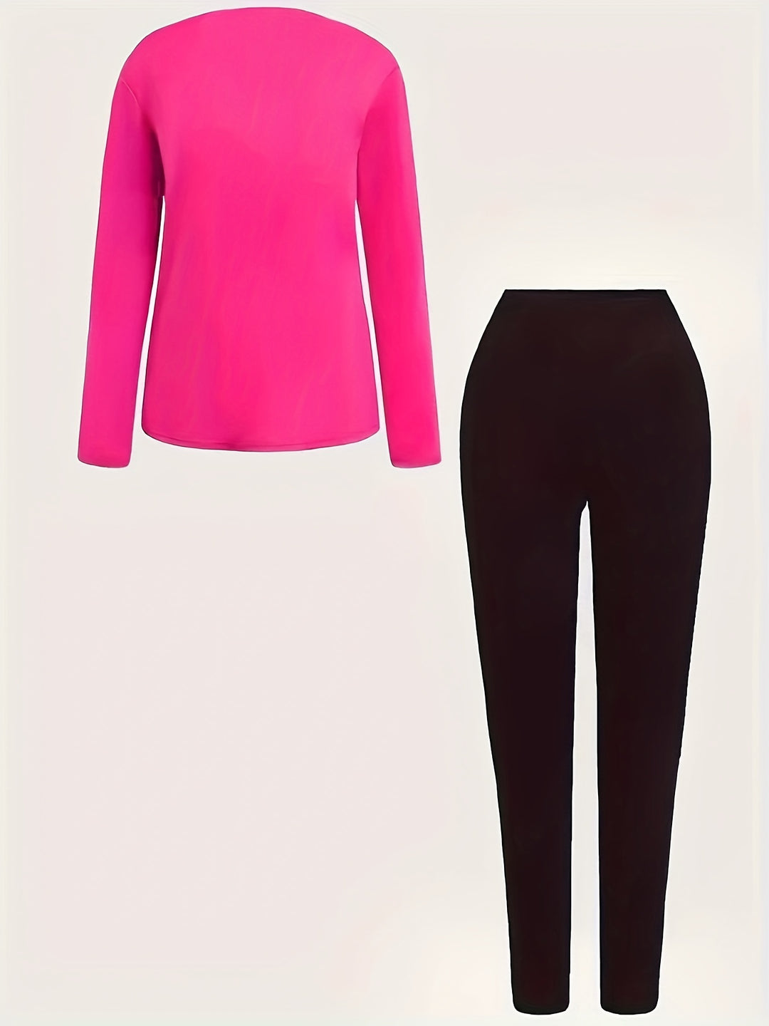 Plus Size Casual Outfits Two Piece Set, Women's Plus Heart & Floral & Letter Print Long Sleeve V Neck Top & Leggings Outfits 2 Piece Set