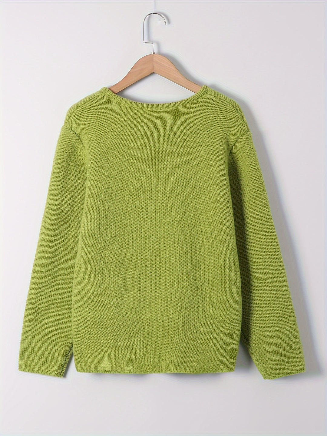 Solid Double Breasted Knit Cardigan, Elegant Long Sleeve Asymmetrical Sweater, Women's Clothing