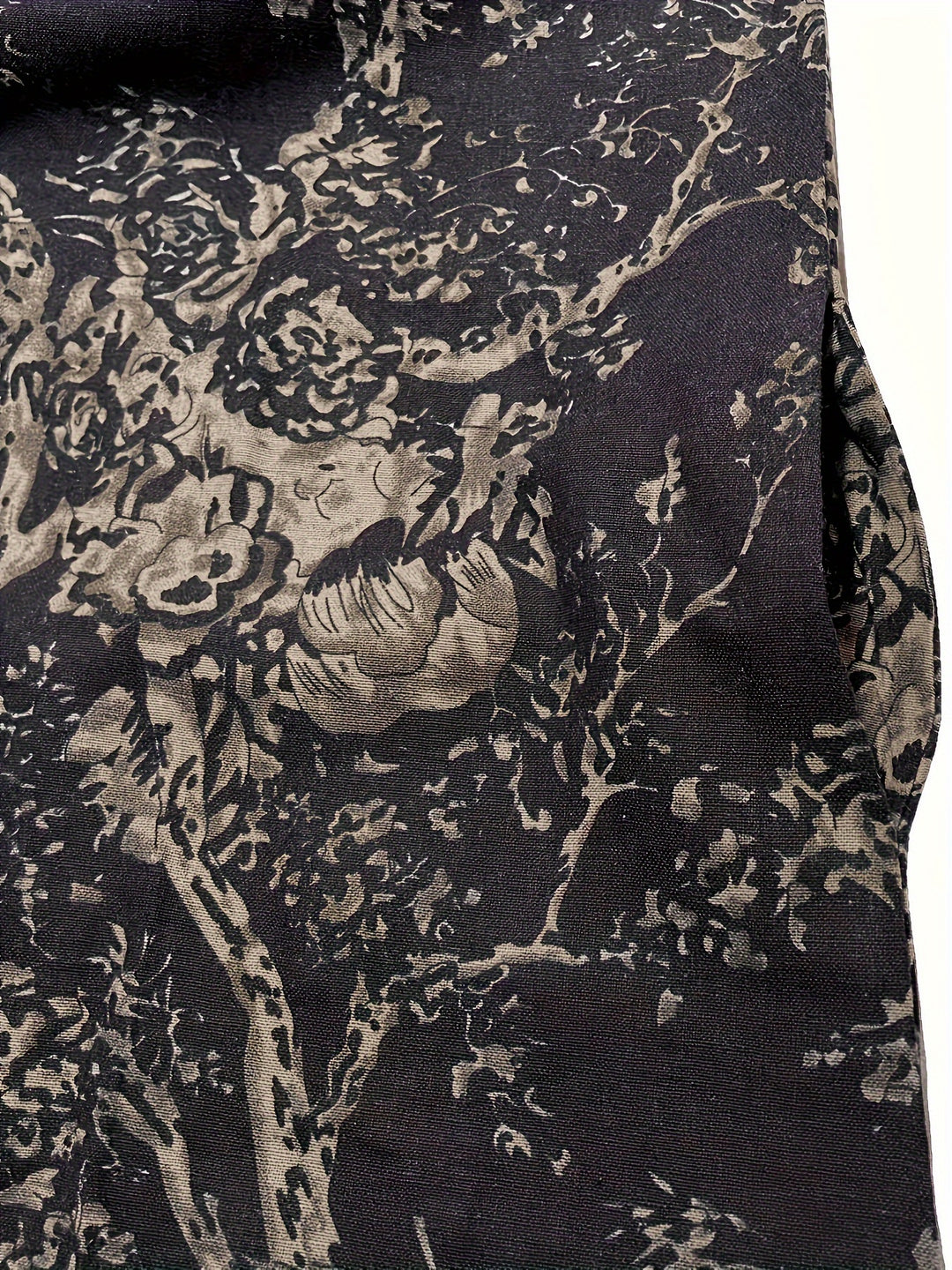 Vintage Graphic Print V-neck Dress, Elegant Long Sleeve Maxi Dress For Spring & Fall, Women's Clothing