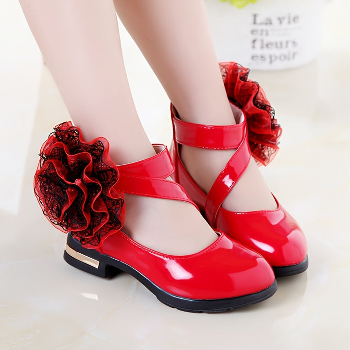 Trendy Elegant Flower Mary Jane Shoes For Girls, Breathable Anti-slip Dress Shoes For Performance Party, Spring And Summer