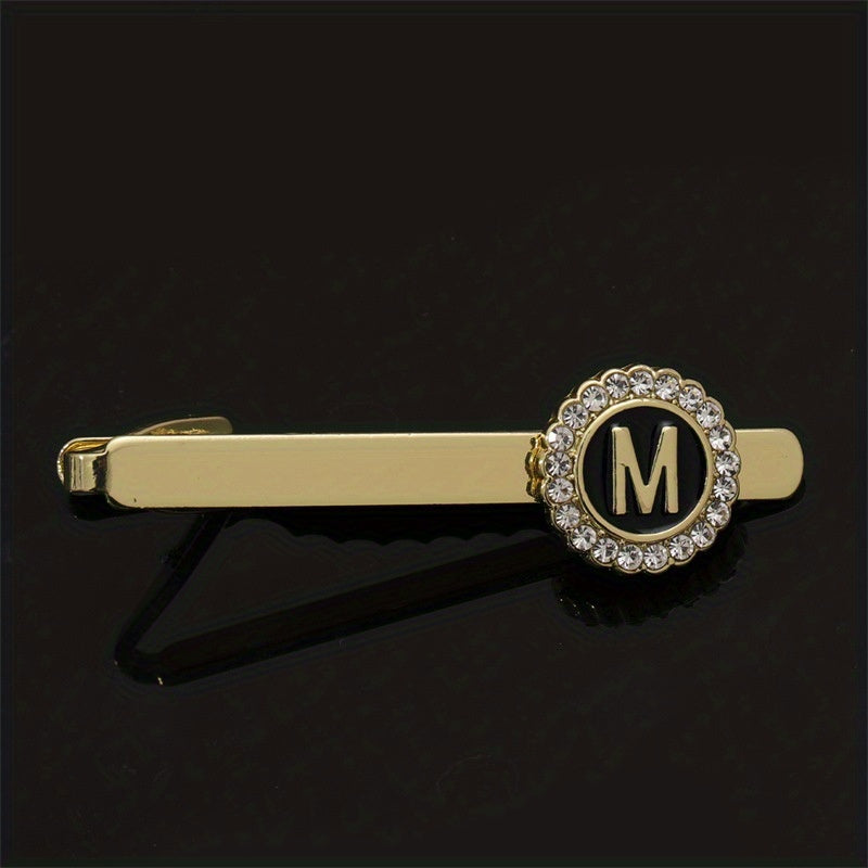 Men's Tie Clip Zirconia Initial Letter Lapel Clip Tie Clip Tie Accessories