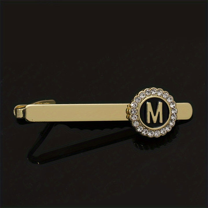 Men's Tie Clip Zirconia Initial Letter Lapel Clip Tie Clip Tie Accessories