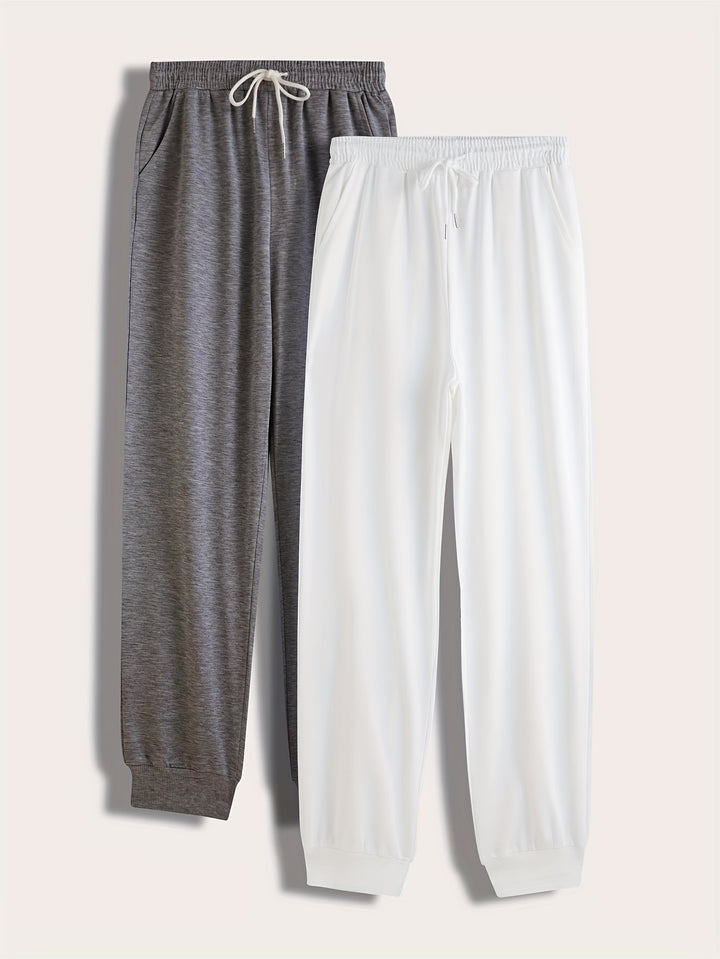Solid Drawstring Pants 4 Pack, Casual Elastic Waist Versatile Jogger Pants, Women's Clothing