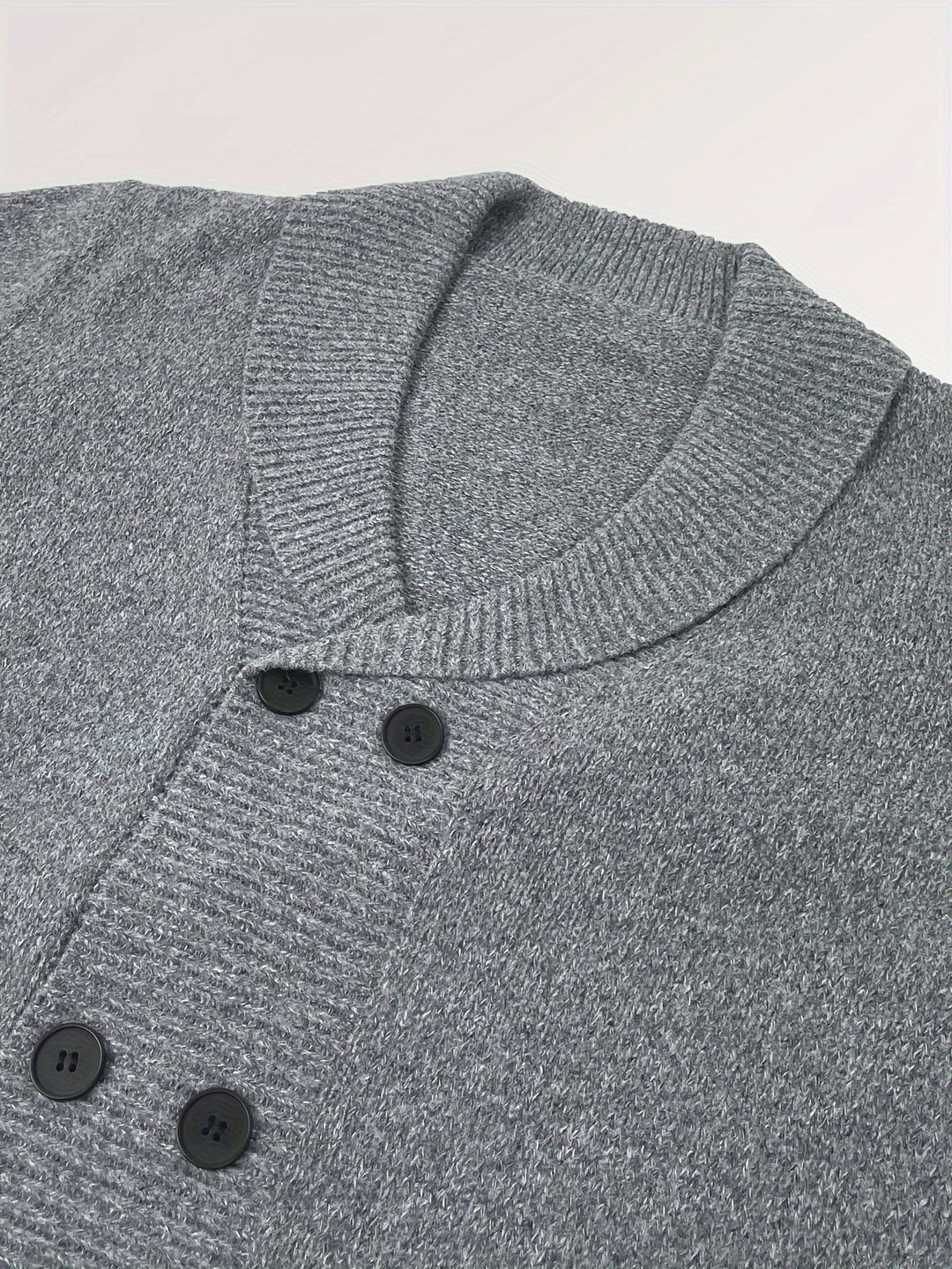 Men's Shawl Collar Cardigan Double Breasted Sweater, Plain Regular Fit Casual Knitted Sweater