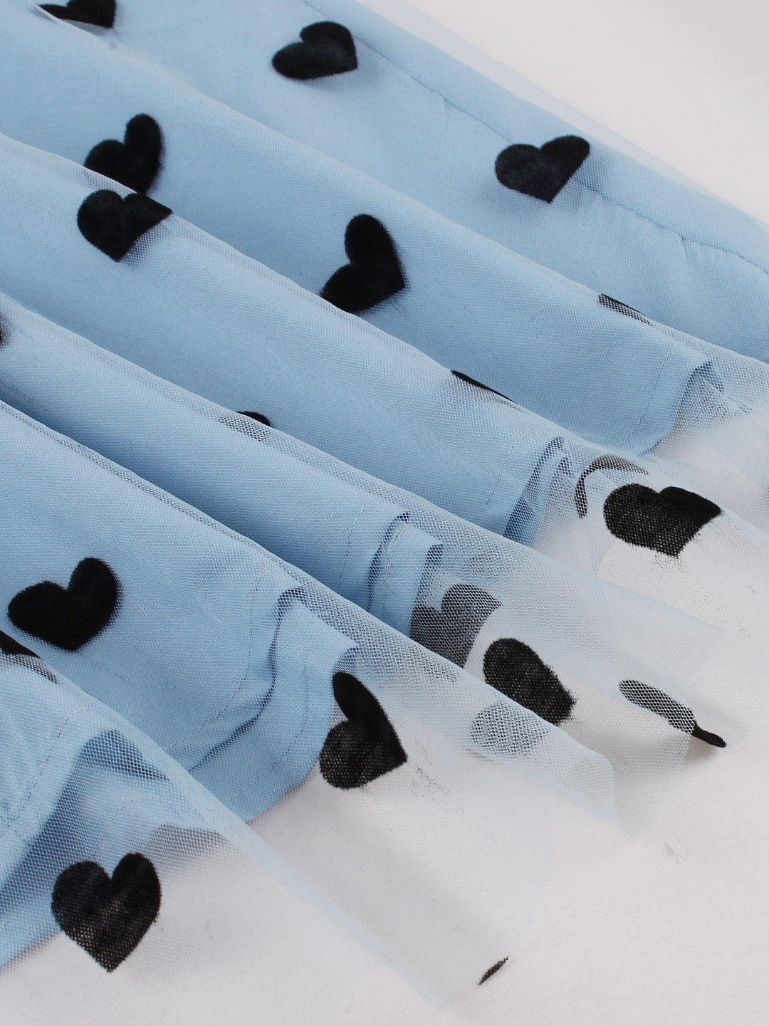 Plus Size Elegant Skirt, Women's Plus Layered Heart Mesh Elastic Waist High Rise Slight Stretch A-line Skirt