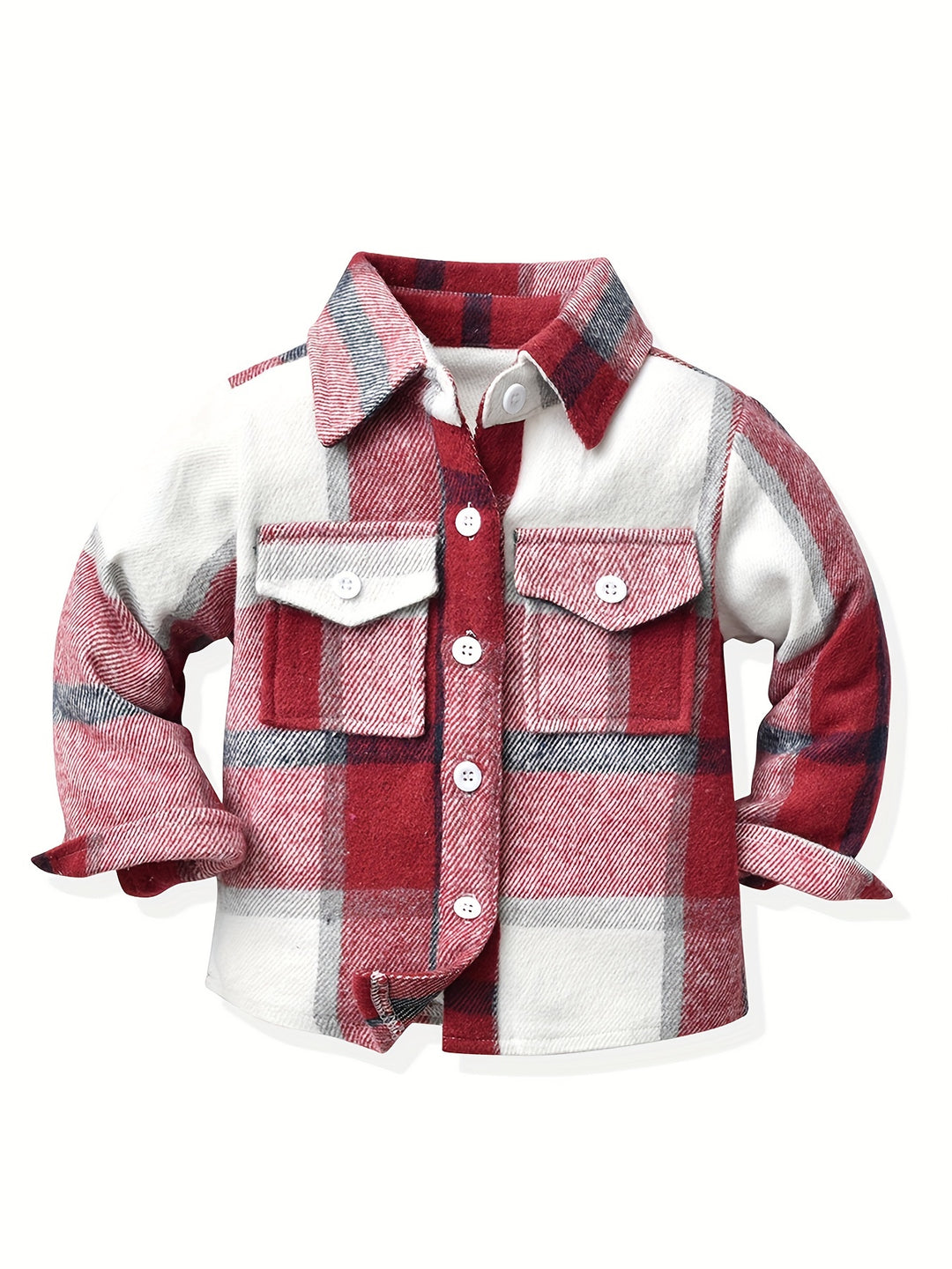 Little Kids Plaid Jacket Stitching Color Long Sleeve Button Down Flannel Preppy Shirt Autumn Coat Outwear For Kid