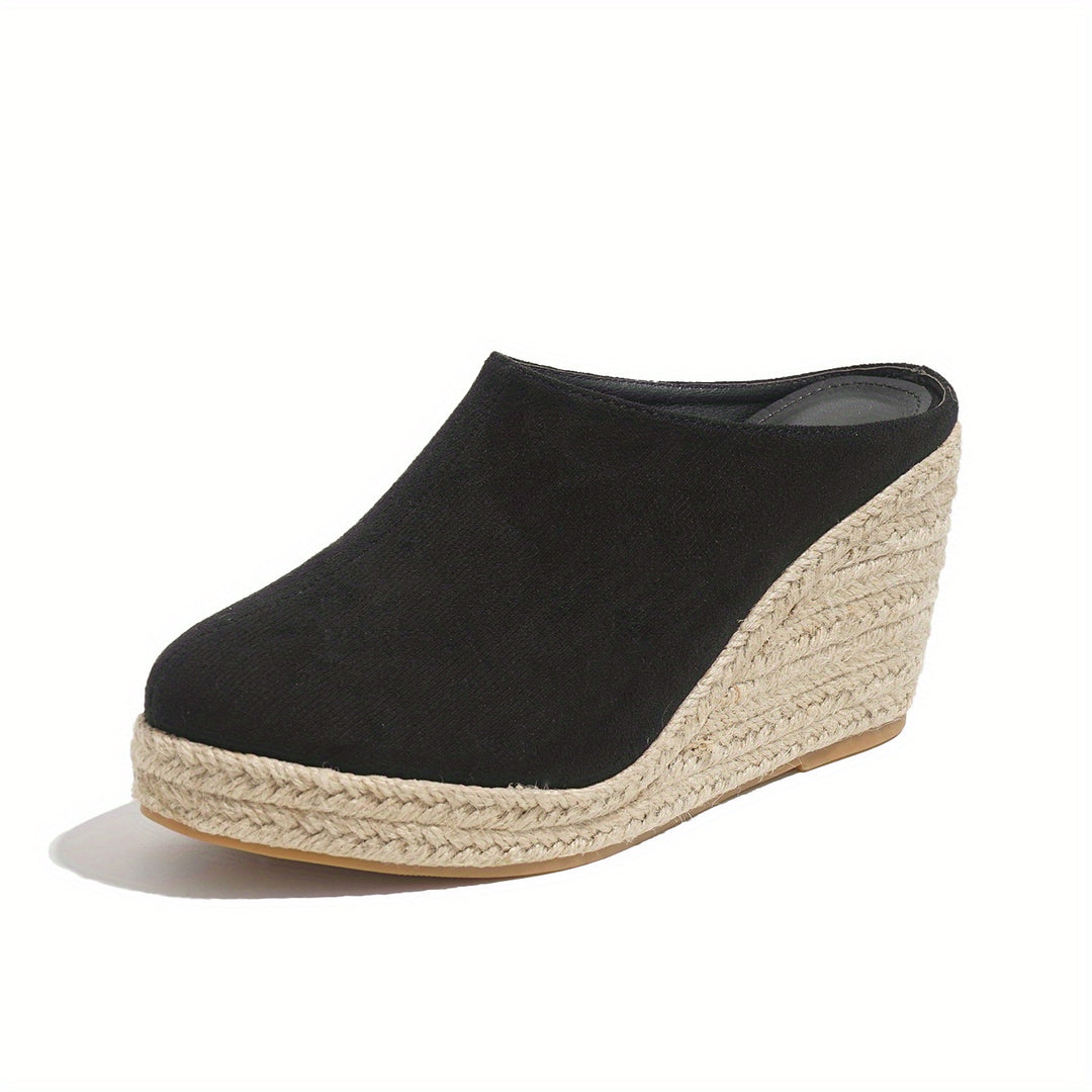 Women's Espadrille Wedge Sandals, Comfy Closed Toe Backless Slip On Heels, Casual Summer Backless Sandals