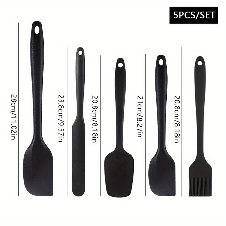 5pcs/6pcs, Large and Small Silicone Spatulas, Oil Brush, and Long Macaron Spatula - Essential Baking Supplies for Cakes, Cheese, and More