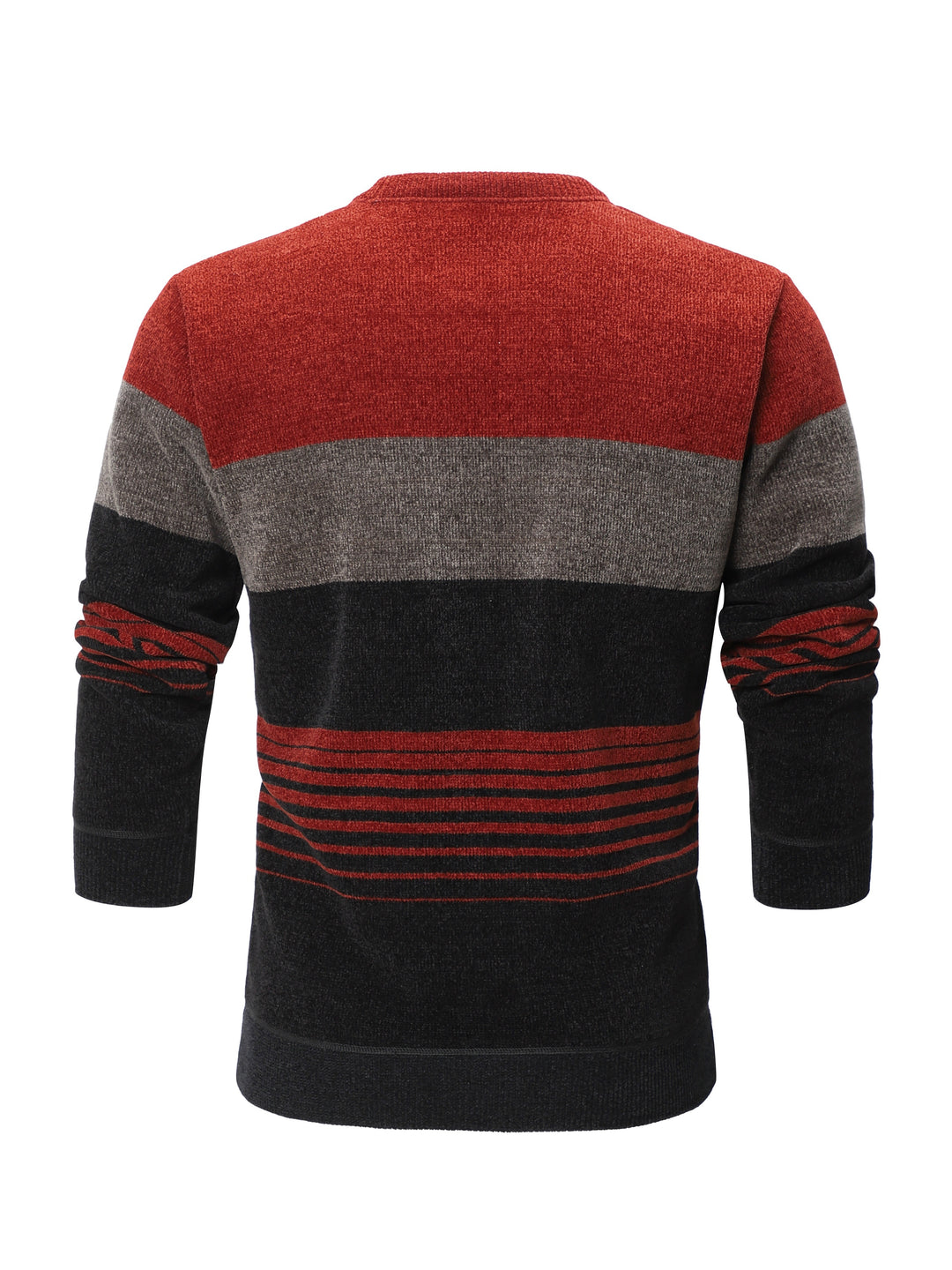 All Match Knitted Color Block Sweater, Men's Casual Warm Mid Stretch Crew Neck Pullover Sweater For Men Fall Winter