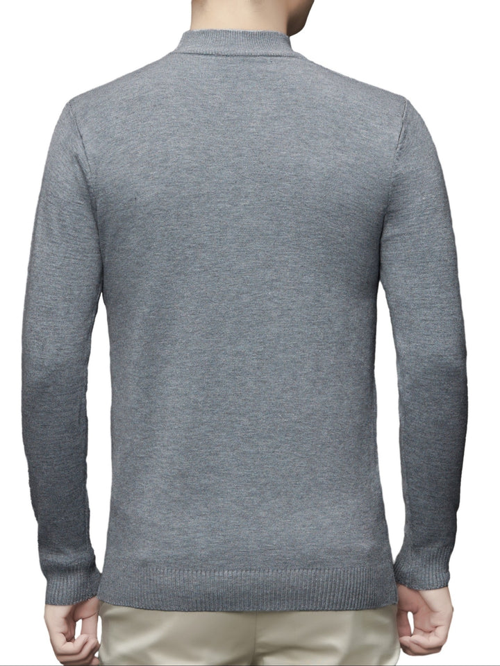 Men's Stylish Solid Knitted Pullover, Casual  Breathable Long Sleeve Turtle Neck Top For City Walk Street Hanging Outdoor Activities
