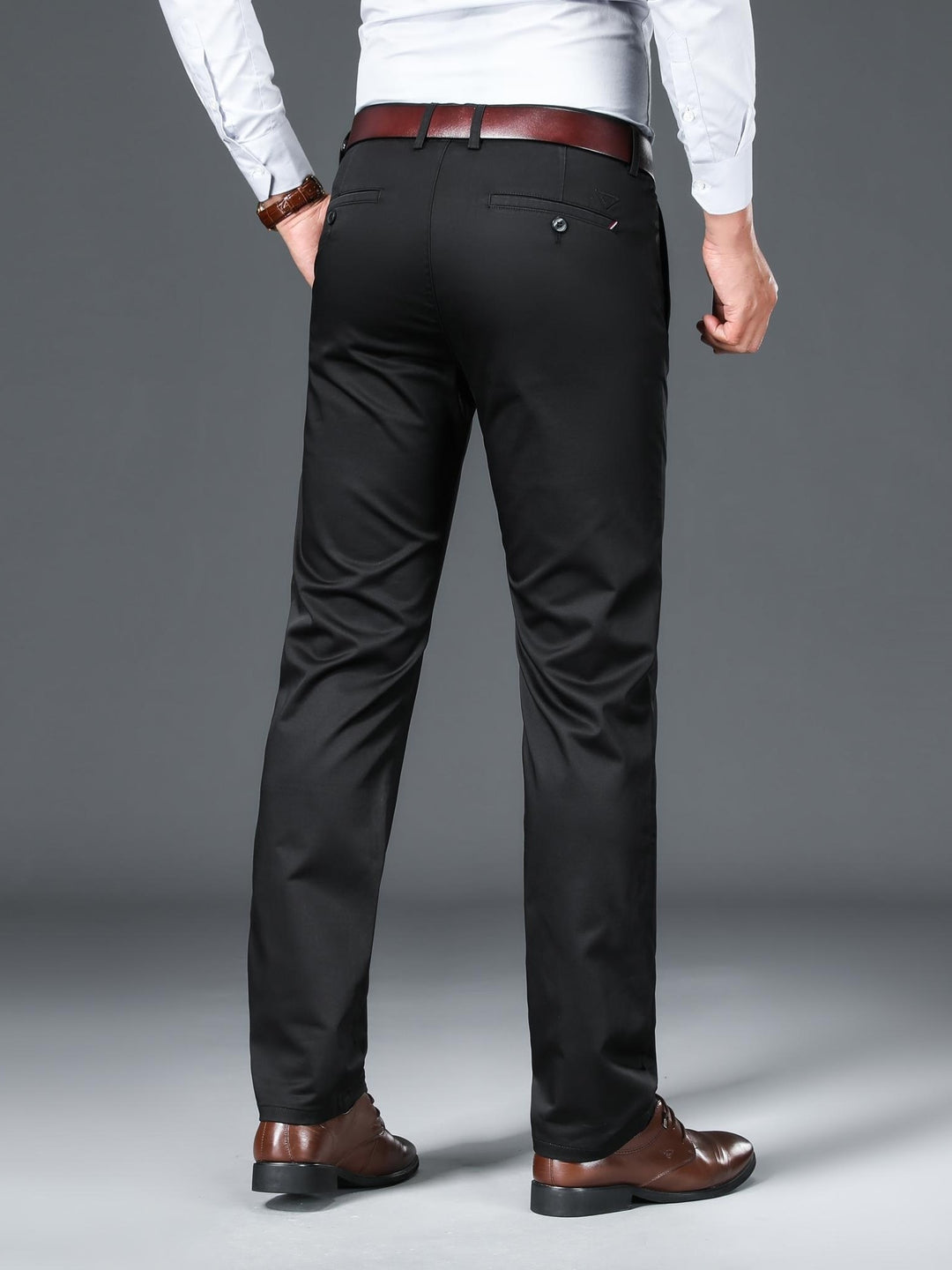 Classic Design Dress Pants, Men's Formal Solid Color Slightly Stretch Dress Pants For Spring Summer Business