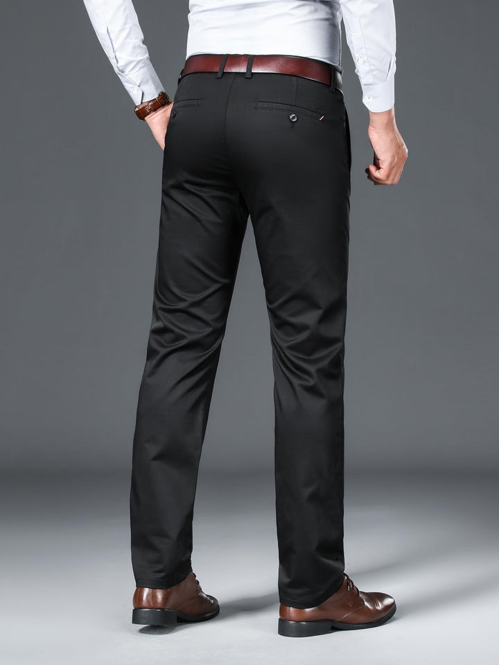 Classic Design Dress Pants, Men's Formal Solid Color Slightly Stretch Dress Pants For Spring Summer Business