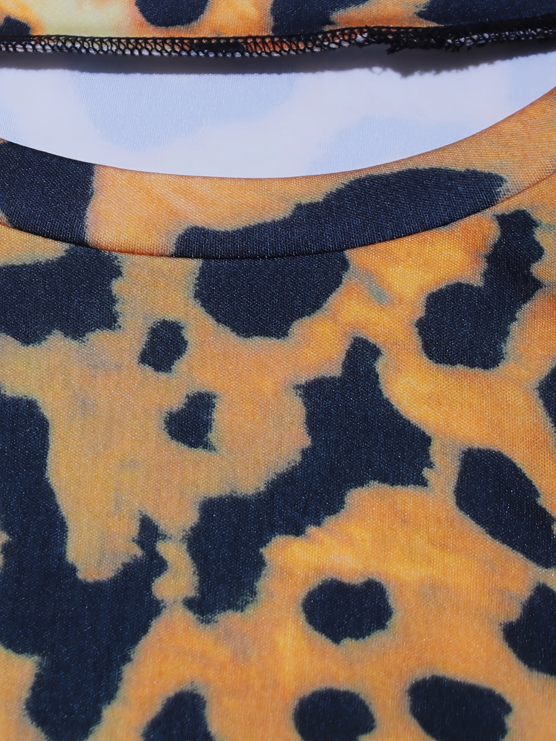 Plus Size Sexy Dress, Women's Plus Leopard Print Long Sleeve Round Neck Maxi Slim Fit Dress