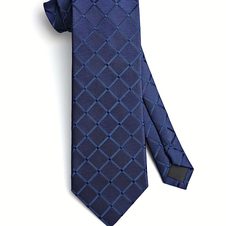 Men's Plaid Tie And Square Towel Set, Suitable For Daily Date Party Holiday Use