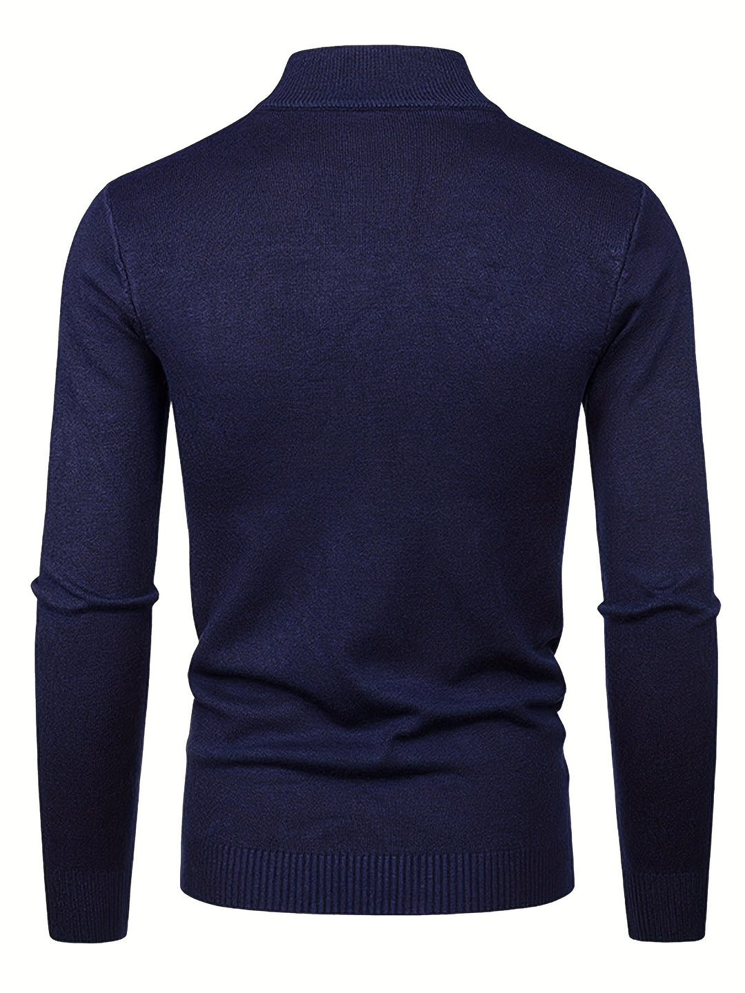 Turtle Neck Knitted Sweater, Men's Casual Warm Solid Mid Stretch Pullover Sweater For Fall Winter