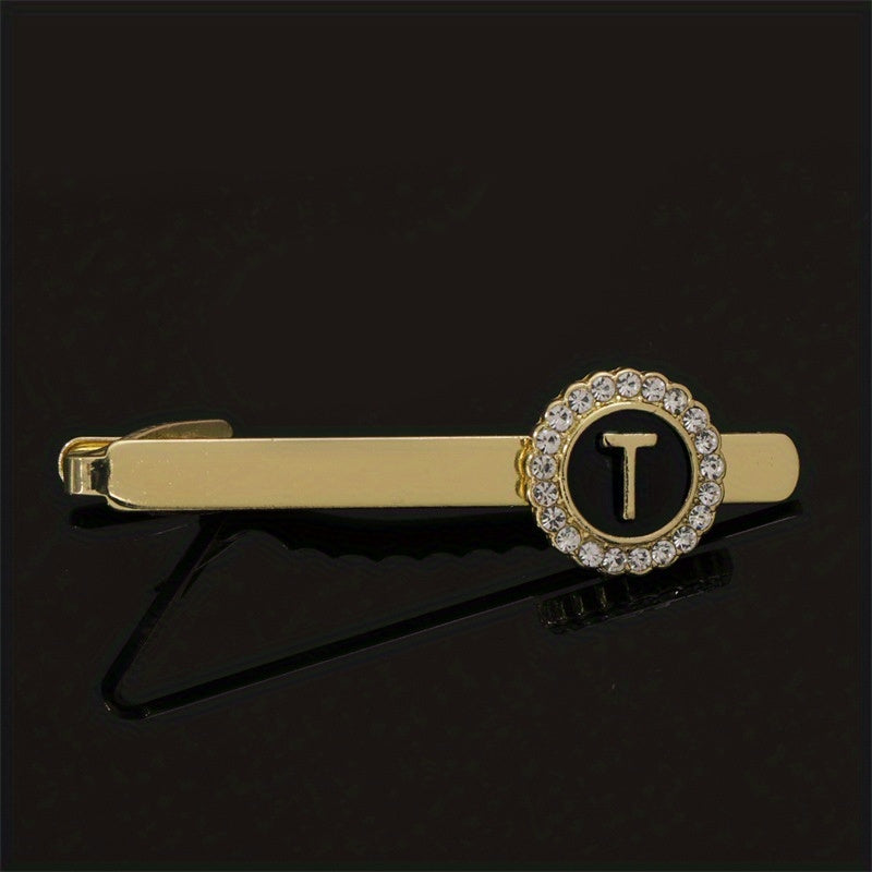 Men's Tie Clip Zirconia Initial Letter Lapel Clip Tie Clip Tie Accessories