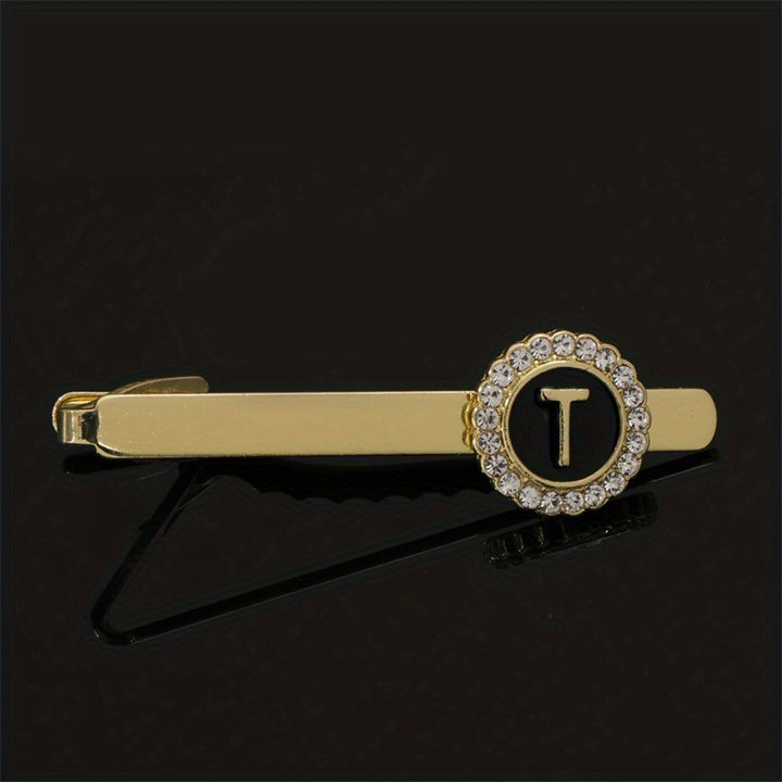 Men's Tie Clip Zirconia Initial Letter Lapel Clip Tie Clip Tie Accessories