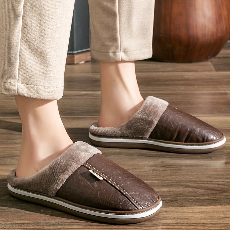 Men's Slippers Home Winter Indoor Warm Shoes Thick Bottom Plush Waterproof House Slippers Classic Men Cotton Shoes