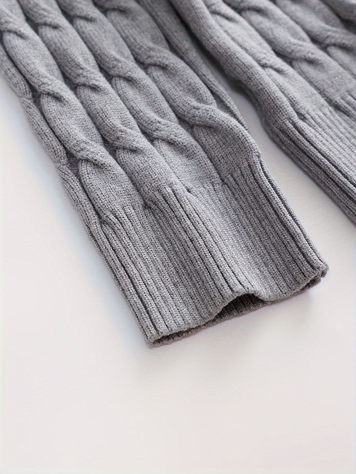 Men's Stylish Stripe Pattern Knitted Pullover, Casual Mid Stretch Breathable Long Sleeve Turtle Neck Top For City Walk Street Hanging Outdoor Activities