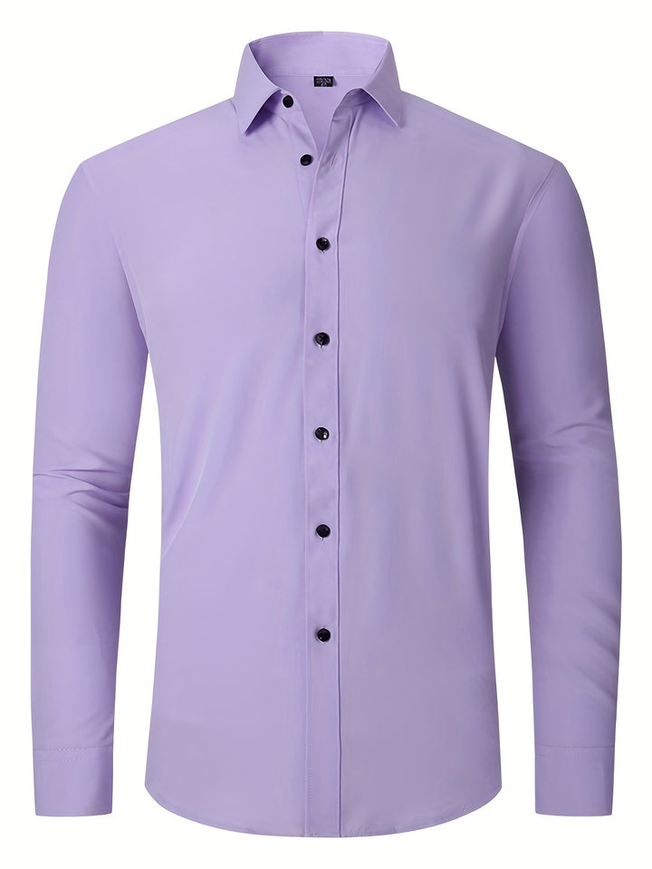 Men's Formal Classic Design Button Up Shirt, Male Clothes For Spring And Fall Business Occasion