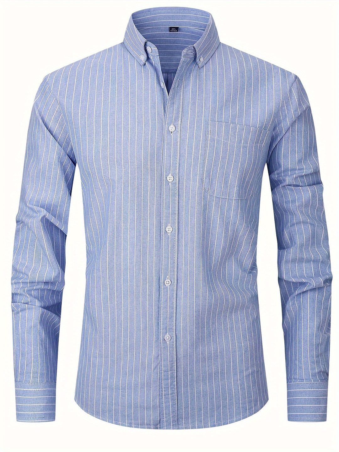 Men's Stylish Stripe Pattern Shirt, Casual Breathable Lapel Button Up Long Sleeve Shirt Top For City Walk Street Hanging Outdoor Activities
