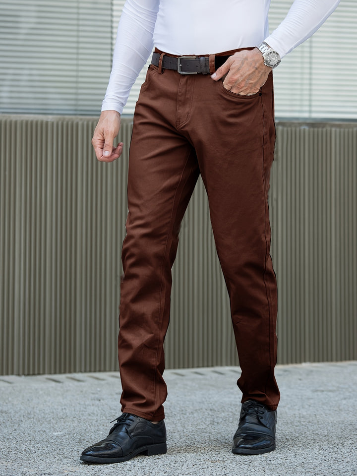 Men's Solid Color Business Casual Straight Pants