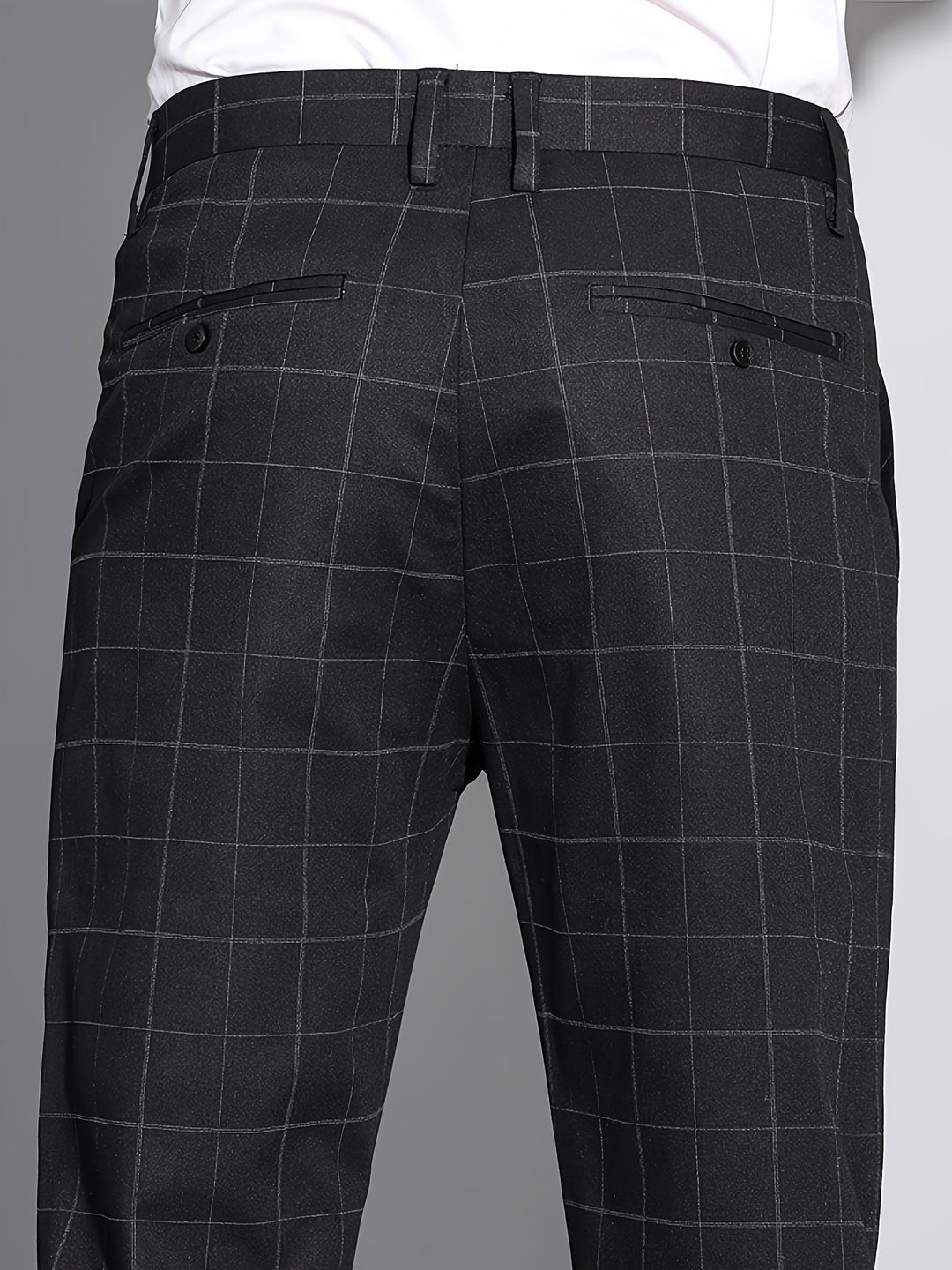 Men's Retro Plaid Slacks, Semi-formal Dress Pants For Business Banquet