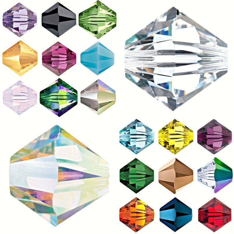 90pcs Austrian Crystal Element Bicone Beads  4mm Multicolor Faceted Glass Spacer Beads For Jewelry Making DIY Accessories Handmade Craft Beads Accessories