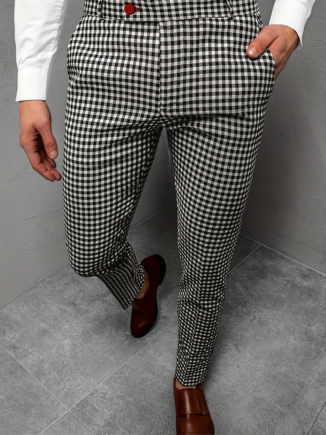 New Men's Plaid Casual Pants Business Social Suit Pants