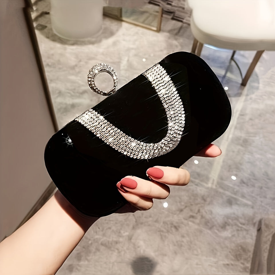Women's Mini Rhinestone Clutch Bag. Shiny Banquet Bag, Suitable For Wedding Prom, Dinner, Any Party!